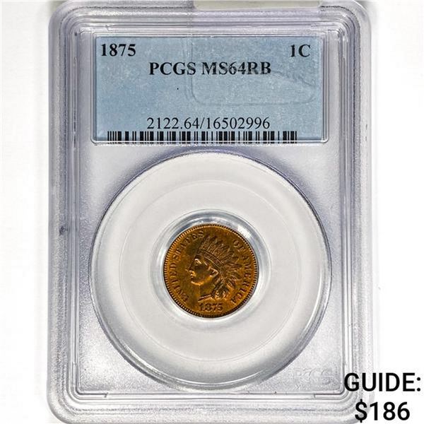 1875 Indian Head Cent PCGS MS64 RB