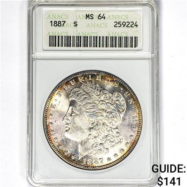 1887 Morgan Silver Dollar ANACS MS64