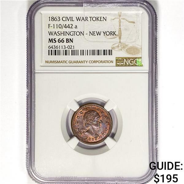 1863 WA-NY CWT F-110/442a NGC MS66 BN