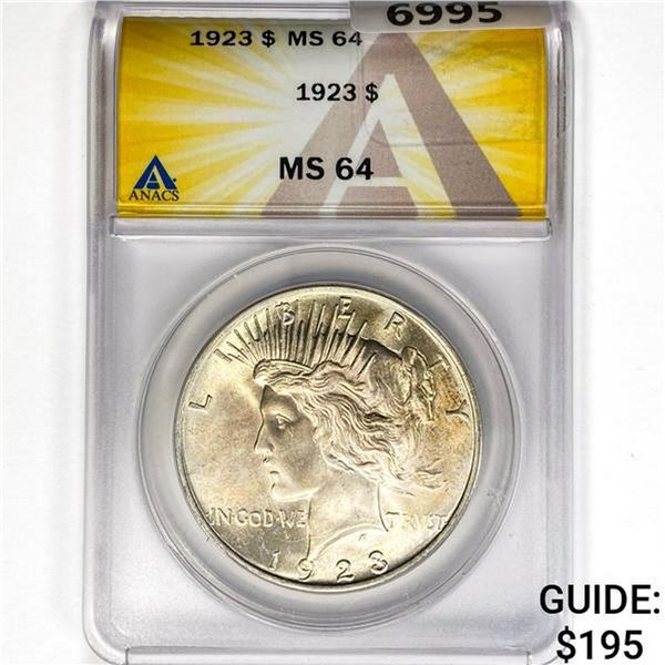 1923 Silver Peace Dollar ANACS MS64