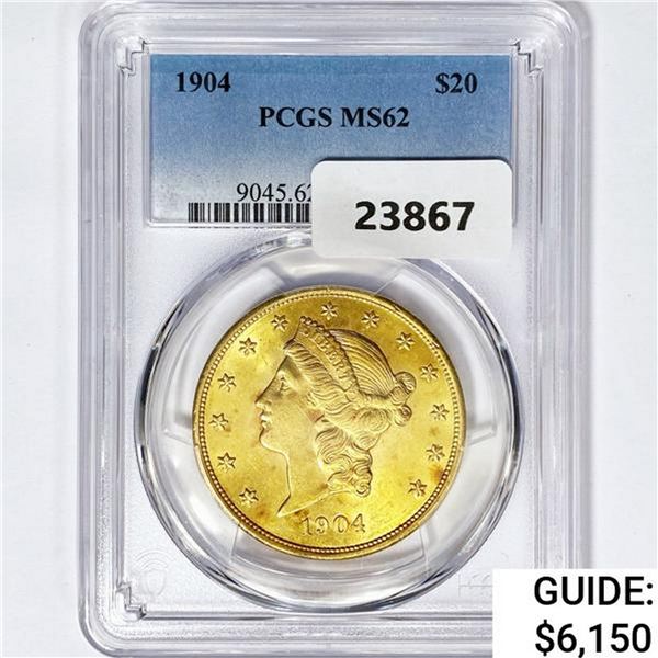 1904 $20 Gold Double Eagle PCGS MS62