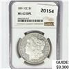 Image 1 : 1891-CC Morgan Silver Dollar NGC MS62 DPL