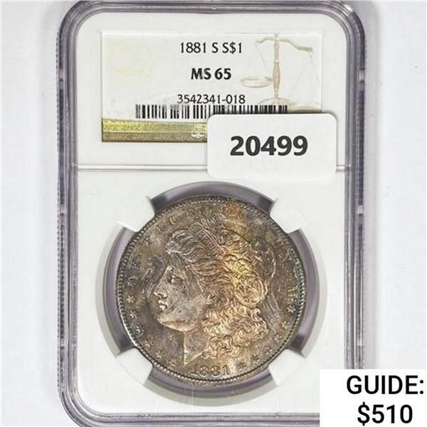 1881-S Morgan Silver Dollar NGC MS65