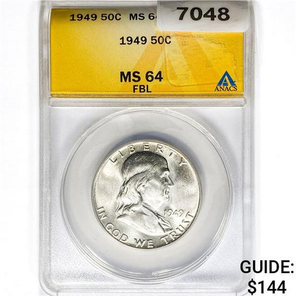 1949 Franklin Half Dollar ANACS MS64