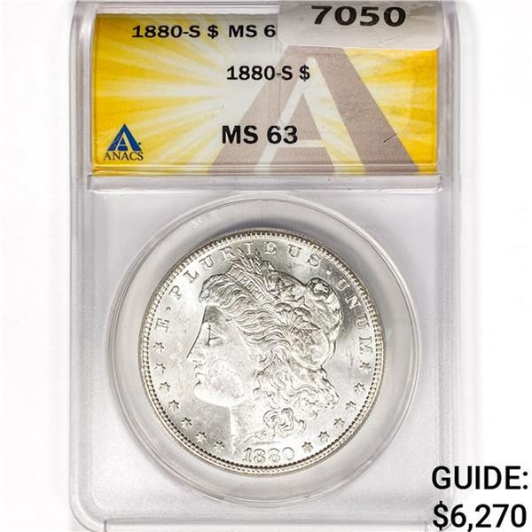 1880-S Morgan Silver Dollar ANACS MS63