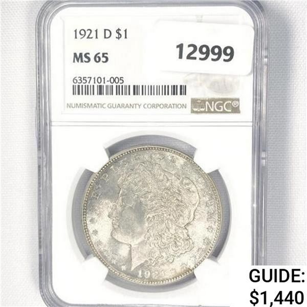 1921-D Morgan Silver Dollar NGC MS65