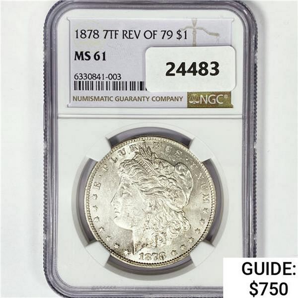 1878 7TF Rev 79 Morgan Silver Dollar NGC MS61