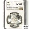 Image 1 : 1881-S Morgan Silver Dollar NGC MS65