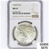 Image 1 : 1923-D Silver Peace Dollar NGC MS61