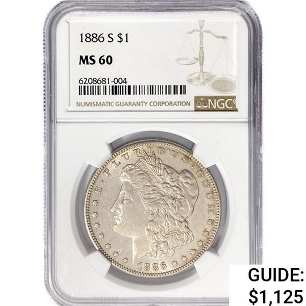 1886-S Morgan Silver Dollar NGC MS60