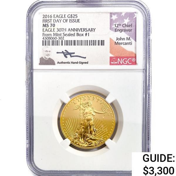 2016 US .50oz Gold $25 Eagle NGC MS70 1st Issue