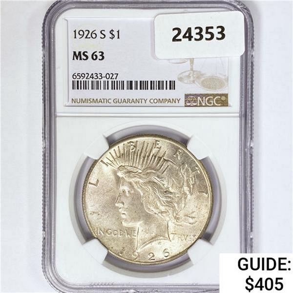 1926-S Silver Peace Dollar NGC MS63
