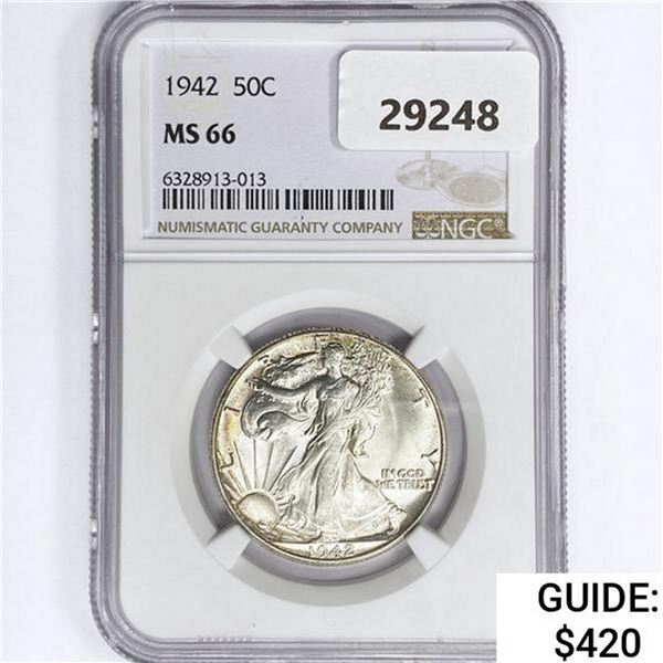 1942 Walking Liberty Half Dollar NGC MS66