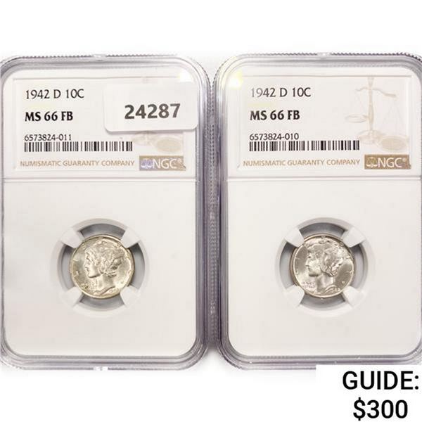 [2] 1942-D Mercury Silver Dimes NGC MS66 FB