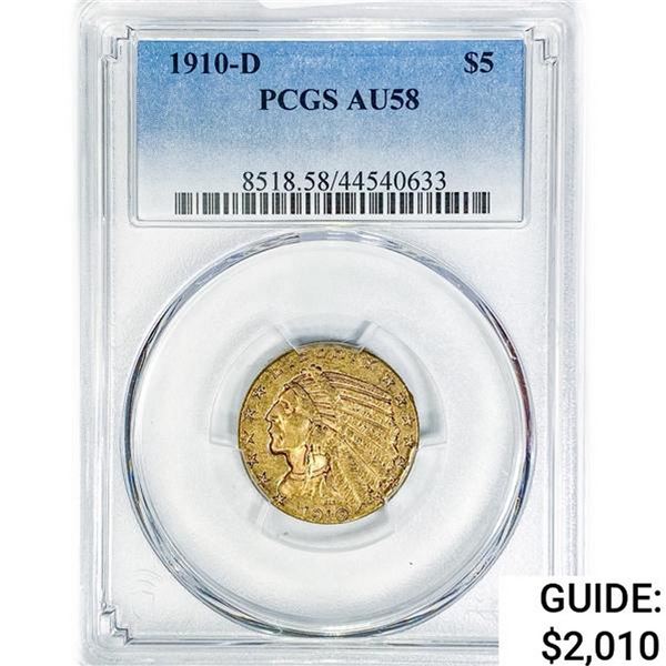 1910-D $5 Gold Half Eagle PCGS AU58