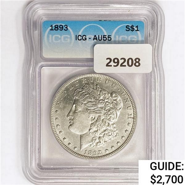 1893 Morgan Silver Dollar ICG AU55