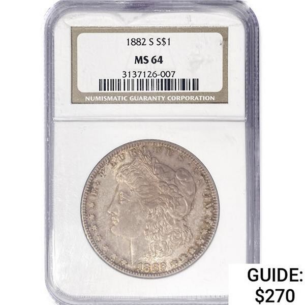1882-S Morgan Silver Dollar NGC MS64