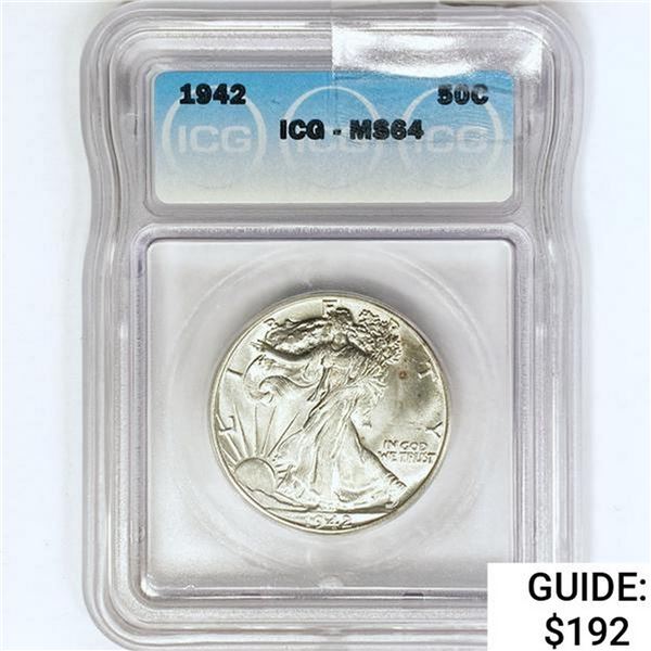 1942 Walking Liberty Half Dollar ICG MS64