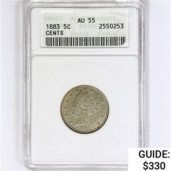 1883 Liberty Victory Nickel ANACS AU55