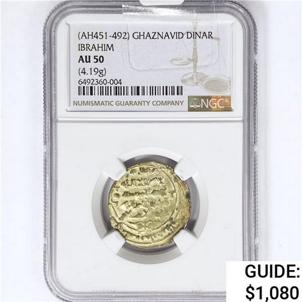 1059-1098 Ghaznavid Silver Dinar NGC AU50
