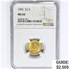 Image 1 : 1905 $2.50 Gold Quarter Eagle NGC MS65