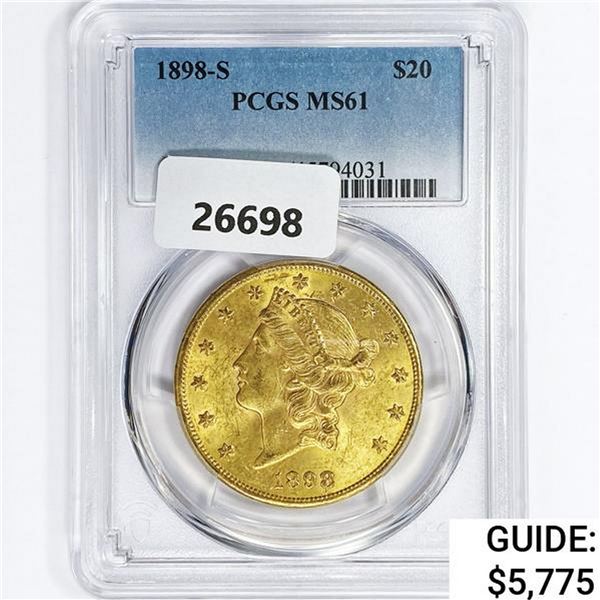 1898-S $20 Gold Double Eagle PCGS MS61