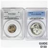 Image 1 : 1950-60 Varied US Silver Coinage PCGS MS (2 Coins)