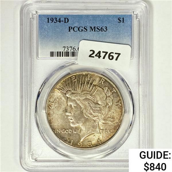 1934-D Silver Peace Dollar PCGS MS63
