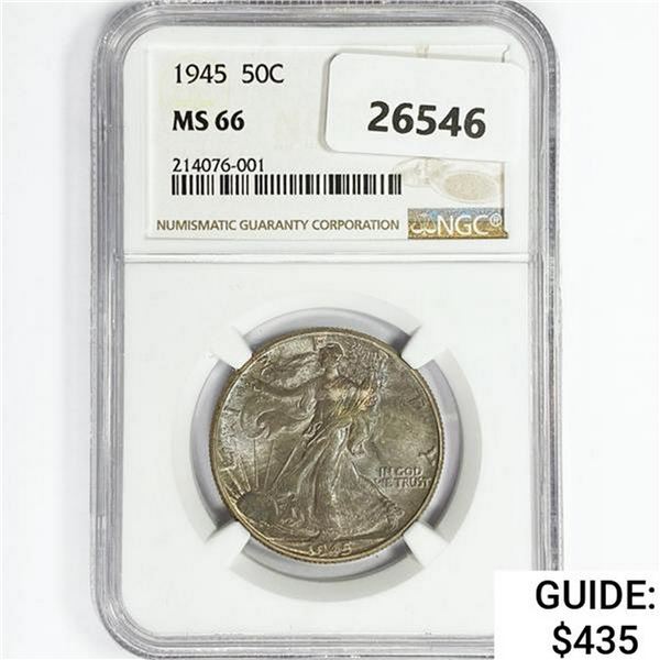 1945 Walking Liberty Half Dollar NGC MS66