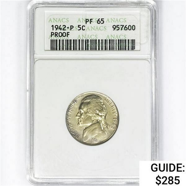 1942-P Jefferson Nickel ANACS PF65