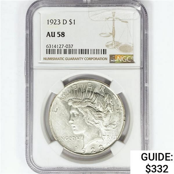 1923-D Silver Peace Dollar NGC AU58