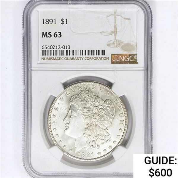 1891 Morgan Silver Dollar NGC MS63