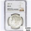 Image 1 : 1891 Morgan Silver Dollar NGC MS63