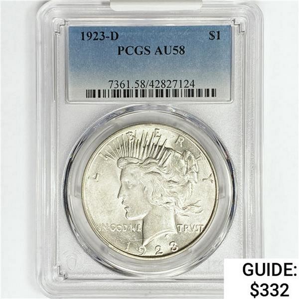 1923-D Silver Peace Dollar PCGS AU58