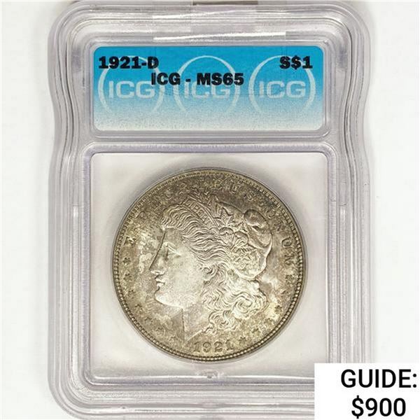 1921-D Morgan Silver Dollar ICG MS65