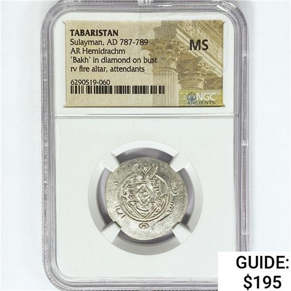 AD 787-789 Tabaristan AR Hemidrachm NGC MS