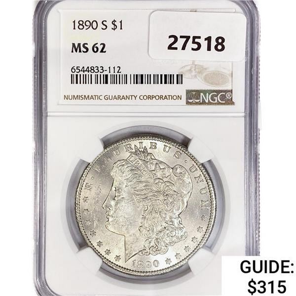 1890-S Morgan Silver Dollar NGC MS62