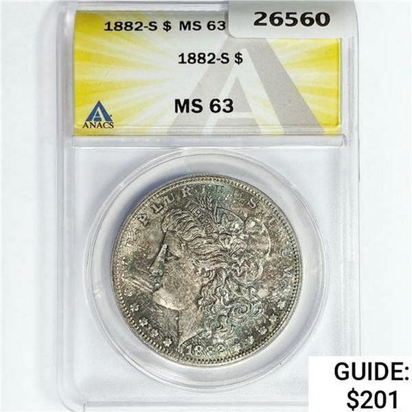 1882-S Morgan Silver Dollar ANACS MS63