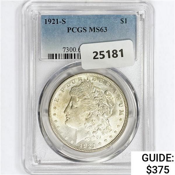 1921-S Morgan Silver Dollar PCGS MS63