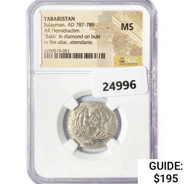 AD 787-789 Tabaristan AR Hemidrachm NGC MS