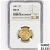 Image 1 : 1881 $5 Gold Half Eagle NGC MS63