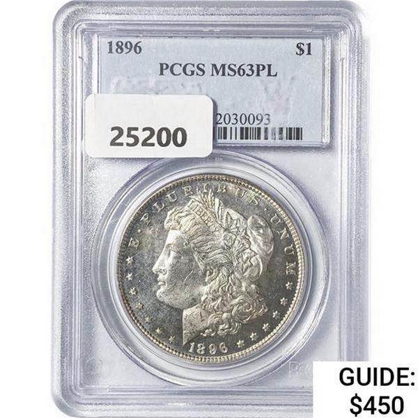 1896 Morgan Silver Dollar PCGS MS63 PL