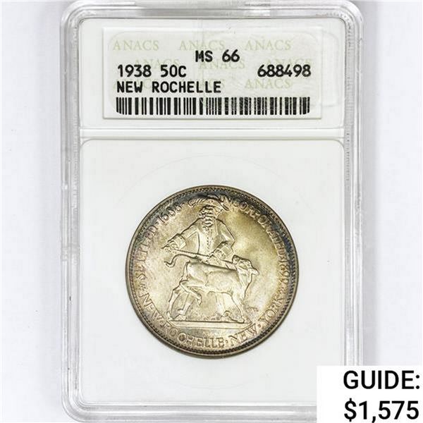 1938 New Rochelle Half Dollar ANACS MS66