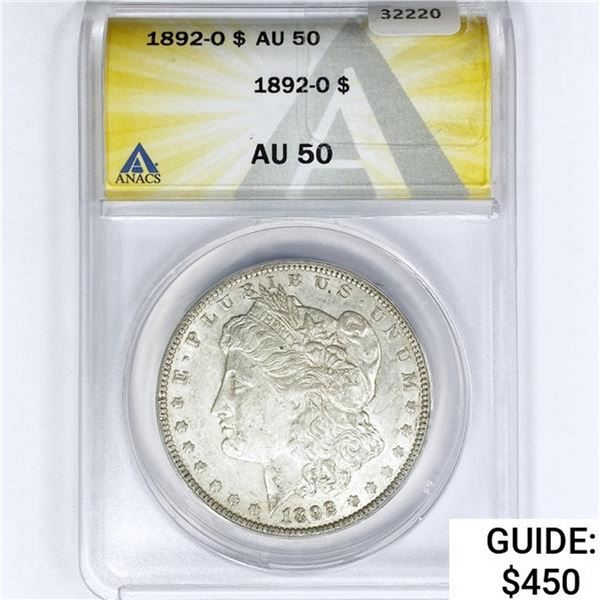 1892-O Morgan Silver Dollar ANACS AU50