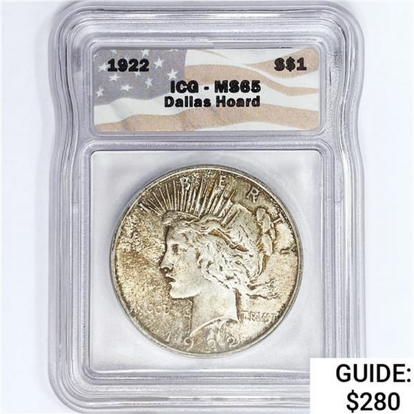 1922 Silver Peace Dollar ICG MS65