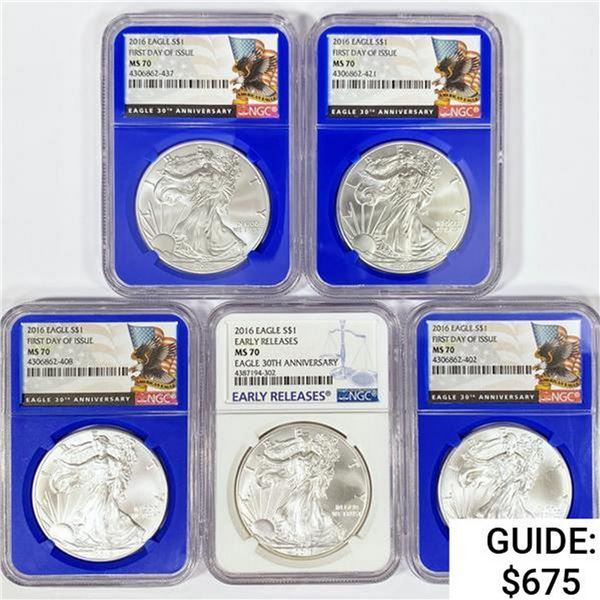 2016 Set [5] ASE NGC MS70 1st Day, 30th Ann