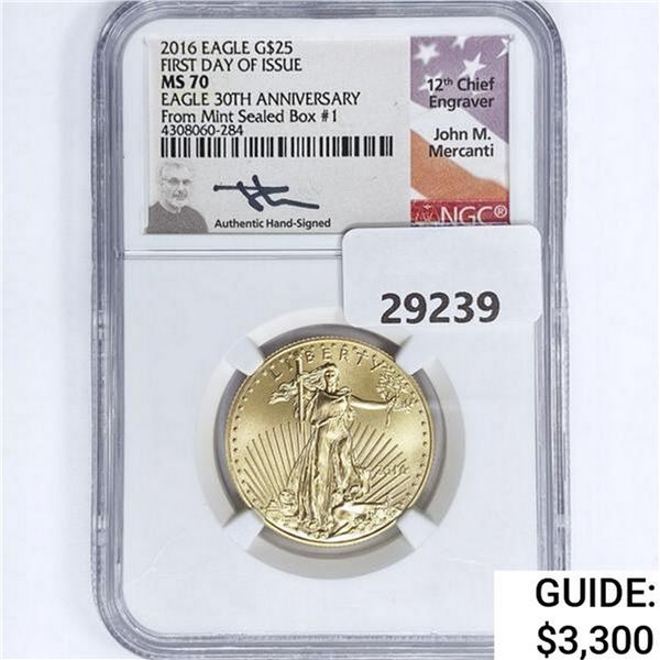 2016 $25 1/2oz AGE Mercanti Signed NGC MS70