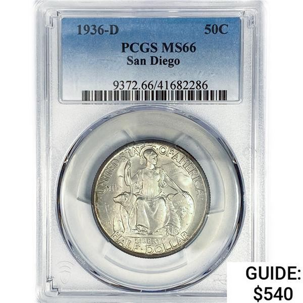 1936-D San Diego Half Dollar PCGS MS66