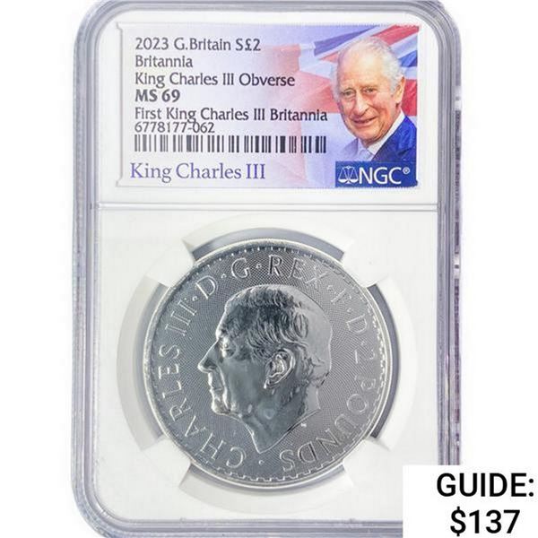 2023 1oz G.B. S2£ NGC MS69 K. Charles III