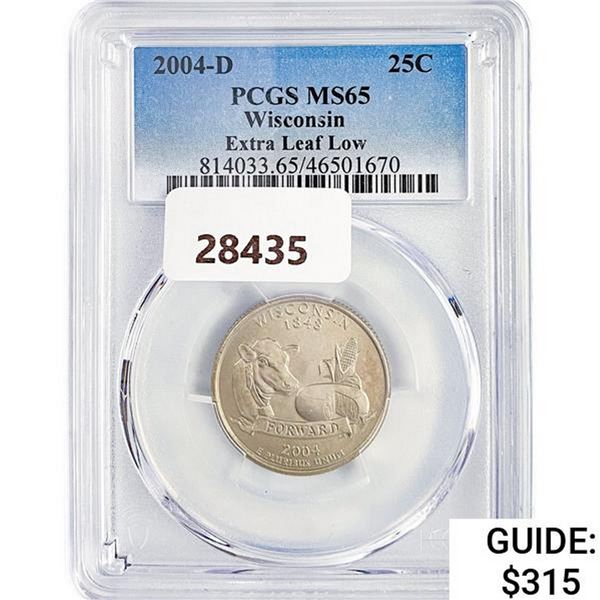 2004-D Wisconsin Quarter PCGS MS65 Xtra Leaf Low